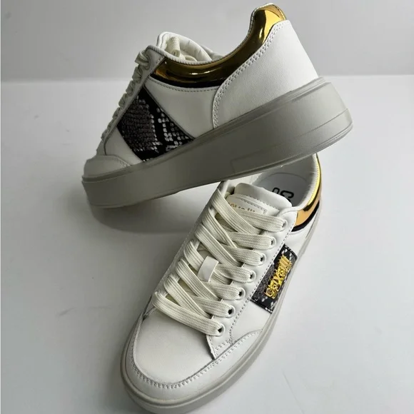 Roberto Cavalli leather White and Gold Women's Sneakers - Picture 7 of 13